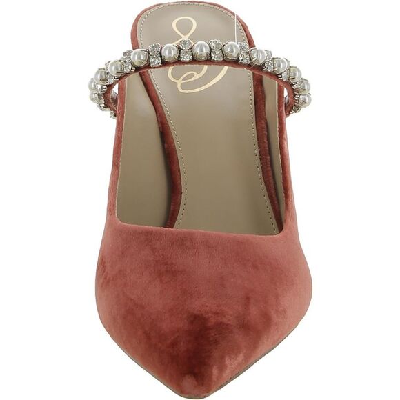 Sam Edelman Womens Hyland Red Embellished Velvet Mules Shoes NWT - Picture 3 of 3